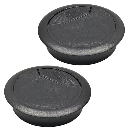 Desk Grommet 2-3/8" (60 mm), Desk Cord Hole Cover, Cable Grommet ABS Plastic, Desk Hole Grommet for Office and Home Table Cable, Detachable Adjustable Cable Cord Organizer (Black 2 Pcs) - size: 2-3/8" (60 mm), style: 2 pcs Black