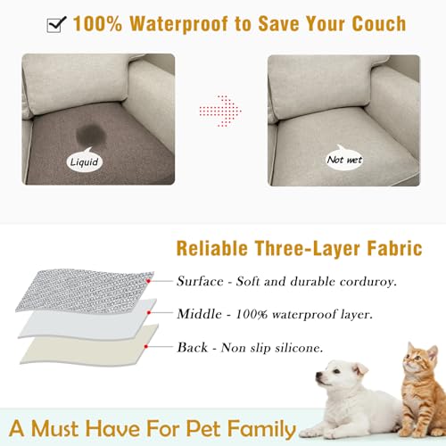 Couch Arm Covers, Waterproof Armrest Cover for Sofa, Loveseat, Armchair, Non-Slip Recliner Arm Cover, Sofa Arm Covers, Headrest Cover, Arm Chair Covers Set of 2 (Brown, 24"×20") - color: Brown, size: 24" x 20" - 2 pcs