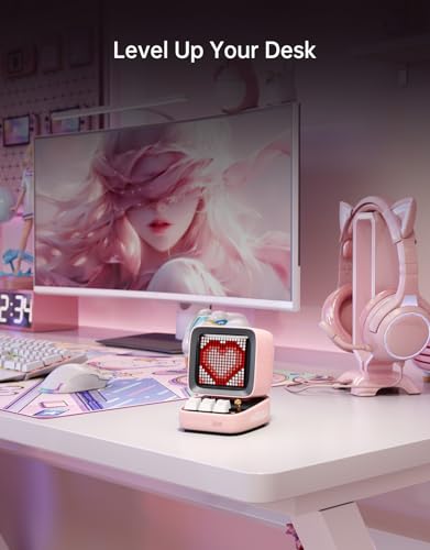 Divoom Ditoo Retro Pixel Art Game Bluetooth Speaker with 16X16 LED App Controlled Front Screen (Pink) - color: Pink
