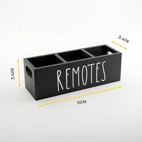 Remote Control Holder, Farmhouse Remote Storage Caddy, Bedside TV Controller Box, Rustic Wood Media Organizer Tray for Home Bedroom Table (Black) - color: Black