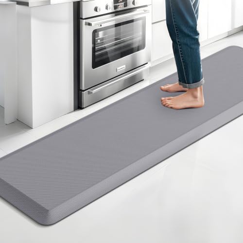 4/5 Inch Thicker Kitchen Mat, Cushioned Thick Floor Comfort Mat, with Non-Slip Bottom, Water & Stain Resistant, Easy Clean Standing Desk Mat for Kitchen, Sink, Office (17.3"x60"x0.8", Grey) - color: Grey, size: 60"L x 17.3"W x 0.8"Th