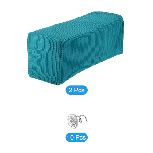uxcell 2pcs Stretch Armrest Covers for Chairs/Sofas, Couch Arm Covers with Twist Pin, Furniture Protector Slipcovers Blue - color: Blue