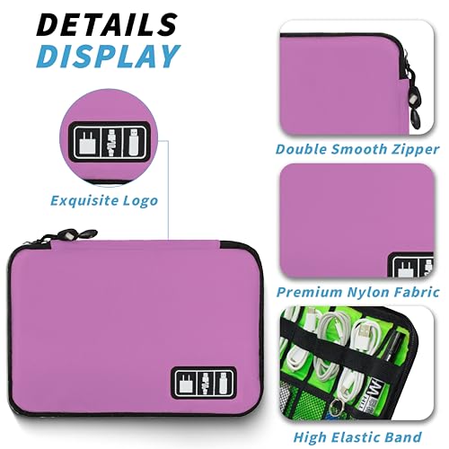 Electronics Organizer,Travel Cord Organizer Pouch, Portable Cable Organizer Bags,Travel Electronic Accessories Storage Case for Cables, Cords, Charger, Phone (Pink) - color: A9-0-M-Pink, size: Medium