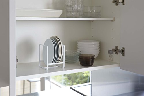 YAMAZAKI Home Dish Organizer - Storage Rack for Kitchen Cabinets - color: White, size: Small