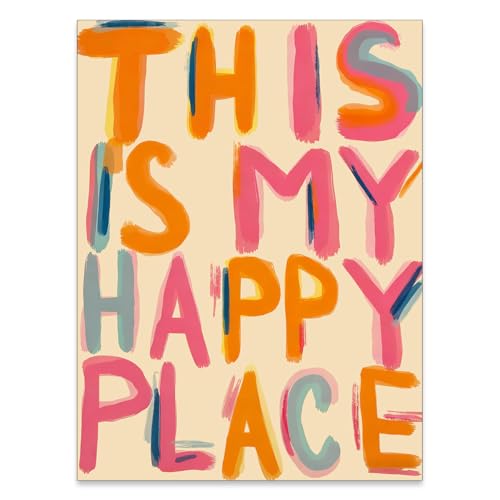This Is My Happy Place Canvas Wall Art -Trendy Pink Orange Positive Quotes Aesthetic Posters Prints - Retro Preppy Painting 8x10in Unframed for Girly Dorm Bedroom Apartment Home Decor - color: Affirmation02, size: 10"L x 8"W, style: Unframed