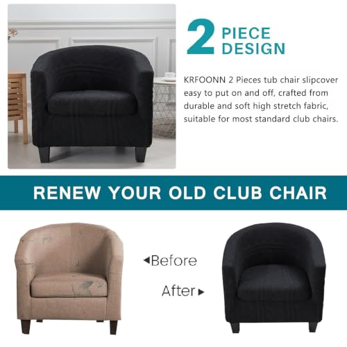 KRFOONN Club Chair Slipcover 2 Piece Stretch Jacquard Round Barrel Chair Covers Removable Tub Chair Slipcover with Elastic Bottom Chair Coverings Furniture Protector Cover for Living Room, T8 - color: Color T8