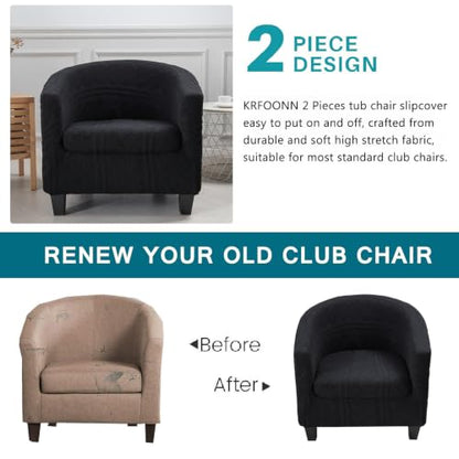 KRFOONN Club Chair Slipcover 2 Piece Stretch Jacquard Round Barrel Chair Covers Removable Tub Chair Slipcover with Elastic Bottom Chair Coverings Furniture Protector Cover for Living Room, T8 - color: Color T8