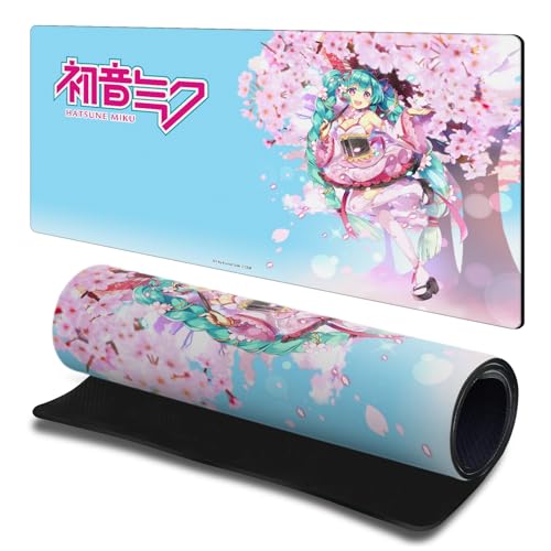 Head Case Designs Officially Licensed Hatsune Miku Sakura Graphics 23.62 x 11.81 x 0.12 inches (600 x 300 mm) - L Gaming Office Desk PC Keyboard Mouse Mat Pad - color: Sakura, size: 23.6" x 11.8"
