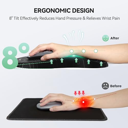 TECKNET Ergonomic Mouse Pad with Wrist Rest, Soft Mousepad with Massage Design, Memory Foam and Non-Slip PU Base for Pain Relief, Gaming Mouse Pad for Desk, Home, Office, 12x8 Inches, Black White - color: Black White