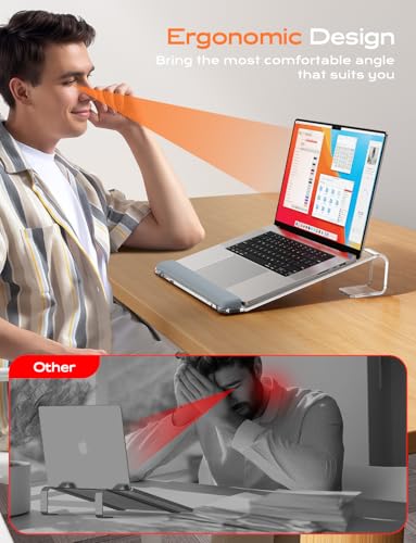 LOXP Acrylic Laptop Stand for Desk, Laptop Stand with Wrist Support, Ergonomic Detachable Laptop Riser, Acrylic Protable, Computer Stand for MacBook Air Pro, HP, Dell, XPS, HP (10-17") Laptops - color: Acrylic Clear