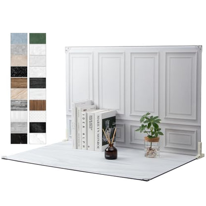 Product Photography Backdrops, 23x35inch 10 Pcs 20 Patterns Photo Backdrop Board, Double-Sided Waterproof Flat Lay Background Paper for Food, Jewelry, Cosmetics
