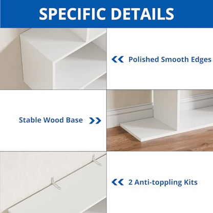 Cozy Castle Set of 2 Geometric Bookcase, S-Shaped Modern Bookshelf, Room Divider Bookshelf, 62" Tall Unique Abstract Bookcase with 5-Tier Display Shelf for Living Room Office, White - color: White