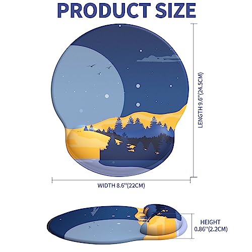 eulps Mouse Pad with Wrist Rest, Comfortable Computer Mousepad with Gel Wrist Support Smooth Surface and Non-Slip PU Base for Pain Relief, Laptop, Office & Home (Moon Night) - color: Moon Night