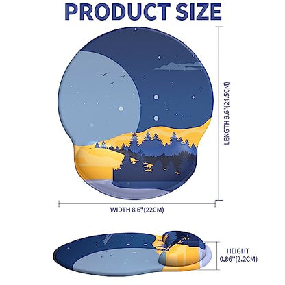 eulps Mouse Pad with Wrist Rest, Comfortable Computer Mousepad with Gel Wrist Support Smooth Surface and Non-Slip PU Base for Pain Relief, Laptop, Office & Home (Moon Night) - color: Moon Night