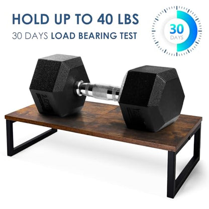 ARCOBIS 20 Inch Monitor Riser, Wood & Metal Computer Monitor Stand Riser for Desk, Rustic Brown