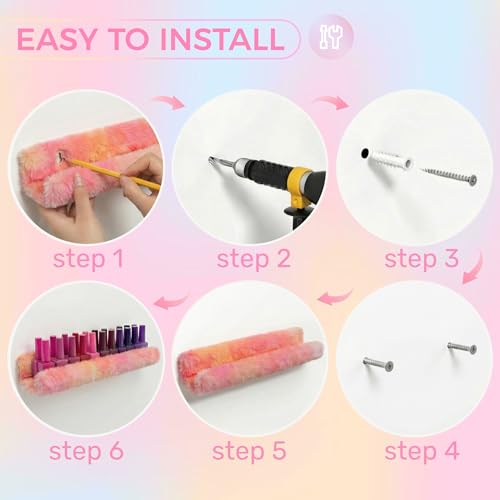 Care&More YJ 15 Inch Nail Polish Shelves, 4-Pack Fuzzy Display Nail Polish Rack for Storing Nail Bottles, Sunglasses, Essential Oils, Plush Soft (Purple) - color: Purple