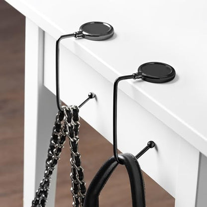 kwmobile Purse Hook for Table - Set of 2 Purse Holder - Handbag Hanger - Portable Bag Holder - Bag Hooks for Desk - Table Hook Dark Slate/Black - color: Dark Slate / black