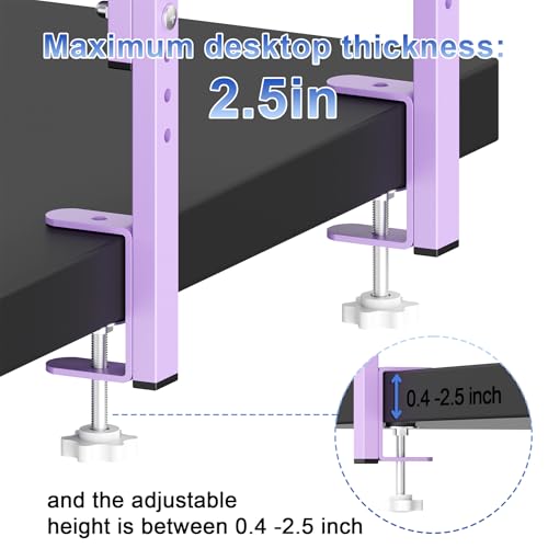 2-Tier Desk Shelf, Expandable Under Desk Storage, Clamp on Desk Shelf, Desktop Accessories for Offices, Study Rooms, and Game Rooms (Purple) - color: Purple