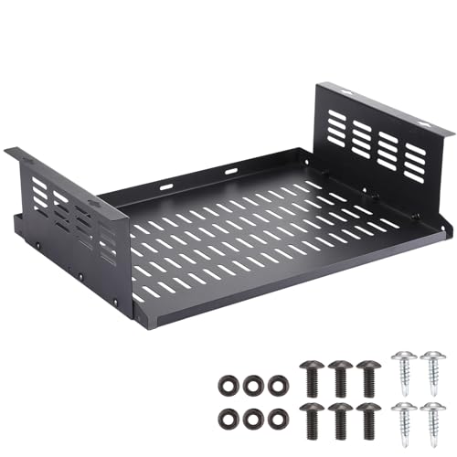 Under Desk Computer Mount for Small Form Factor SFF Computers and Pcs, Using Space 16.7" x H 4.75" x D 12" Mount Shelf Organizer for Office Home Workstation Gaming Stand up Desk - size: 4.75 inch High