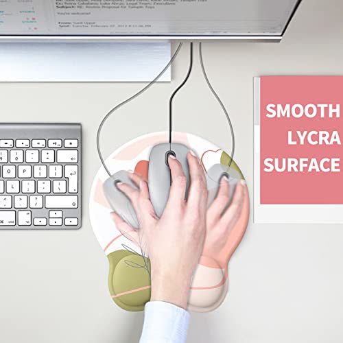 eulps Mouse Pad with Wrist Rest, Comfortable Computer Mousepad with Gel Wrist Support Smooth Surface and Non-Slip PU Base for Pain Relief, Laptop, Office & Home (Rose) - color: 01Rose