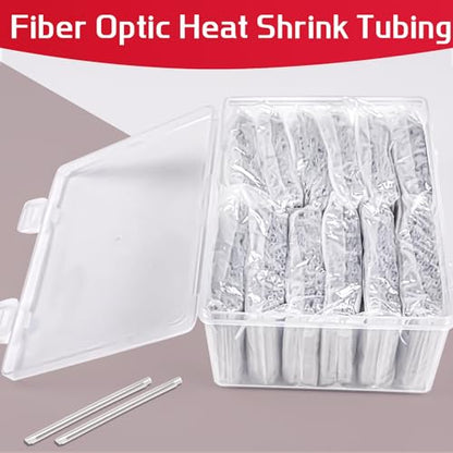 1200 pcs Fiber Splice Tube Splice Sleeves(2.6mm diam, 60mm Length) with Tool Box Fusion Fiber Optic Cable Heat Shrinks Tubing 304 Stainless Steel PE Clear Bare Pipe hot melt Protection Tubes