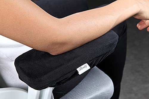 Aloudy Ergonomic Memory Foam Office Chair Armrest Pads, Comfy Gaming Chair Arm Rest Covers for Elbows and Forearms Pressure Relief(Set of 2), Stretch Fit, Black - color: Medium, Black