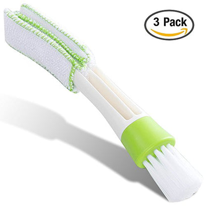 SENHAI Mini Duster for Car Air Vent, Set of 3 Automotive Air Conditioner Cleaner and Brush, Dust Collector Cleaning Cloth Tool for Keyboard Window Leaves Blinds Shutter