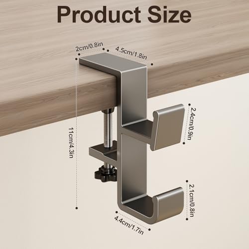 Desk Hook for Bag, Under Desk Handbag Hanger, Purse Hook for Table, Aluminum Backpack Holder, Desk Mount Hook for Umbrellas, Headphone, Back to School Supplies, White - color: White