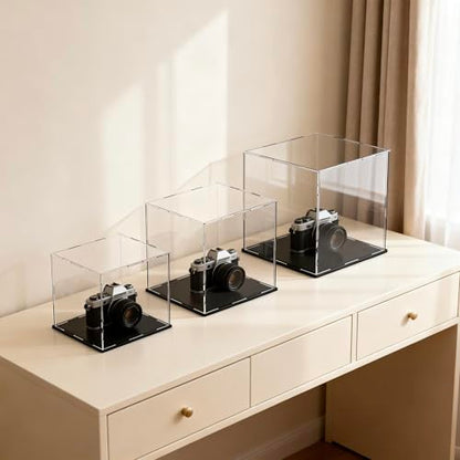 Acrylic Display Case 8x8x8 Inch, Clear Collectible Display Box with Matte Black Base, Dustproof Showcase for Figures, Models, Sports Memorabilia – Easy Self Assembly - size: 8 x 8 x 8 inch