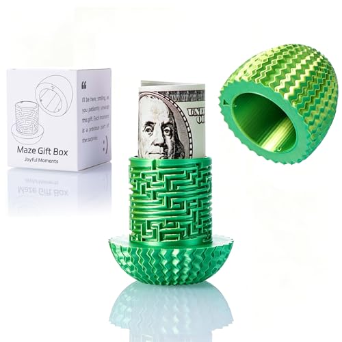 Maze Puzzle Box for Cash Gift, Money Holder Gift Box | Maze puzzle, hidden cash compartment, money gift, birthday anniversary, brain teaser, surprise holder gift for teens & adults - color: Yellow-green