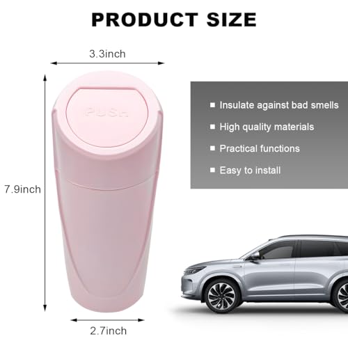 Car Trash Can with Lid, Mini Car Garbage Bin Leakproof Cup Holder Trash Can, Multipurpose Organizer Door Pocket Trash Cup Fits Auto Home Office, Universal Garbage Can (Pink) - color: Pink