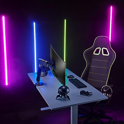 AVLT Single 27”-45” RGB Gaming Monitor Arm Desk Mount - Dark Gray | 20 Lighting Modes Touch Button Control Fits Flat/Curved/Ultrawide Screens Height Swivel Tilt Rotation Adjustable Stand - color: Dark Gray - Single