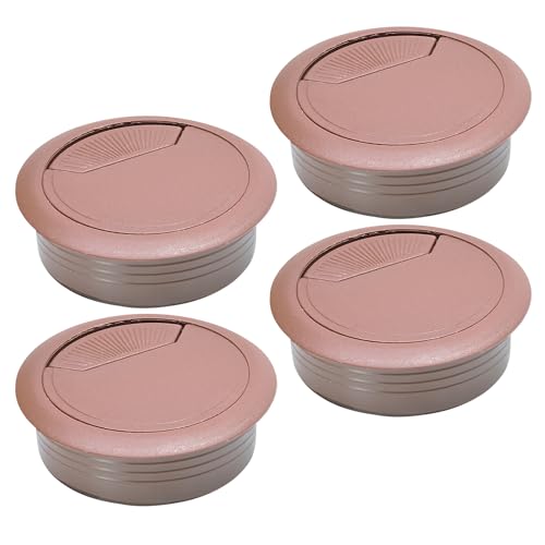 Desk Grommet 2" (50 mm), Desk Cord Hole Cover, Cable Grommet ABS Plastic, Desk Hole Grommet for Office and Home Table Cable, Detachable Adjustable Cable Cord Organizer (Reddish Brown 4 Pcs) - size: 2" (50 mm), style: 4 pcs Reddish Brown