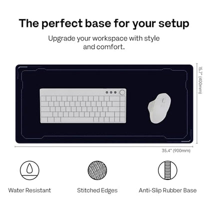 Pixio Mouse Pads - 36 x 16 inch XXL Light Border Dark Blue Multifunctional Large Desk Mats for Gaming, Office, Desktop Anti-Slip Waterproof Washable Computer Mouse Mat - color: Black Border