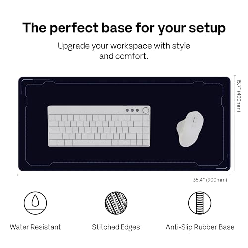 Pixio Mouse Pads - 36 x 16 inch XXL Light Border Dark Blue Multifunctional Large Desk Mats for Gaming, Office, Desktop Anti-Slip Waterproof Washable Computer Mouse Mat - color: Black Border