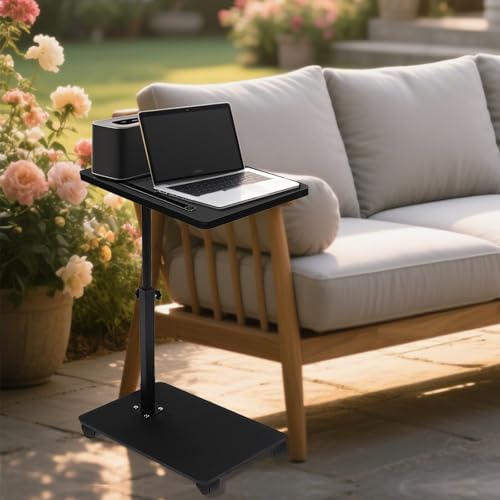 C Table End Table Adjustable Height, 360°Swivel TV Tray Table Couch Tables C Shaped Side Tables Living Room and Bedroom for Sofa, Bed,Chair (Black) - color: Black