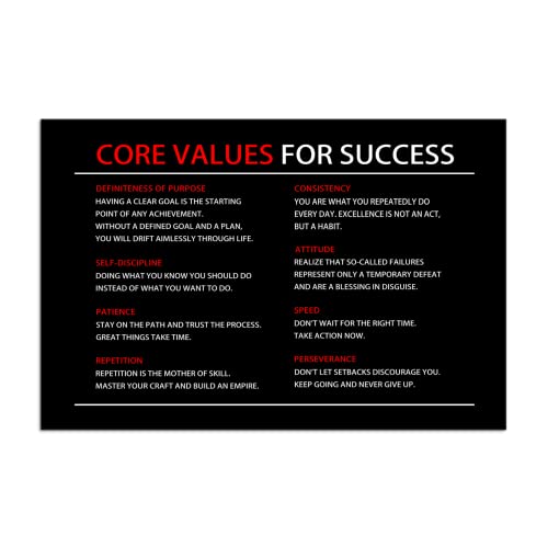 Inspirational Wall Art Core Values Quote Motivational Poster Inspiring Canvas Painting Prints Wall Pictures for Living Room Home Decor Framed Artwork [12''W x 18''H] - color: Inspirational-16, size: 18"L x 12"W