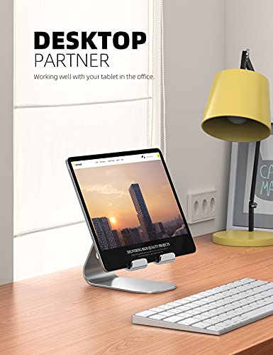 Lamicall S1 Tablet Stand, Adjustable Tablet Holder - Desktop Stand Dock Holder for 4-13" Tablet, iPad Pro 11, 9.7, 10.5, 12.9 Air Mini, Kindle, Tab, Switch, Viral Podcast Video Office Desk Accessories - color: 1-Silver