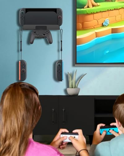 Sehawei Wall Mount Bracket Compatible with Nintendo Switch 2,Heavy Duty Steel Space-Saving Organizer for Switch 2 Console and 2 Joy-Con Controllers,Easy Install Kit Included