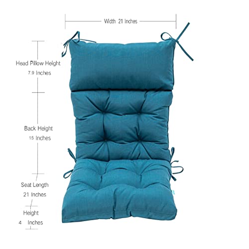 QILLOWAY Outdoor Rocking Chair Cushions Set of 2, 100% Polyester Waterproof Patio Rocking Chair Cushion, High Back Weatherproof Chair Pad for Adirondack & Outdoor Furniture, Peacock Blue - color: Peacock Blue