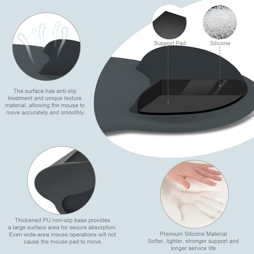 MOSISO Wrist Rest Support for Mouse Pad&Keyboard Set, Circle Curved Ergonomic Mousepad&Coaster Non-Slip Base Home/Office Pain Relief&Easy Typing Pad with Soft Cloth&Silicone Lining, Slate Gray - color: Slate Gray