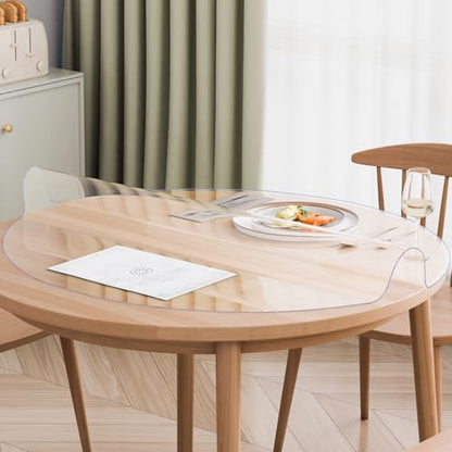 VEVOR Plastic Table Cover, 42 x 42 Inch 2.0 mm Thick Clear Round PVC Desk Mat Protector, Waterproof & Easy Cleaning Desk Pad Tablecloth, for Office, Dresser, Dining Room, Night Stand - size: 42" (Round)