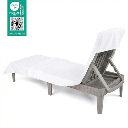 American Soft Linen 2 PACKED Chaise Lounge Covers with Pocket, 86"x32" Oversized Beach Pool Lounge Chair Towels (White Chair Towel, 2 PIECE) - color: White Chair Towel, size: 2 PIECE
