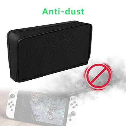 Mcbazel Dust Cover for Switch/Switch OLED Dock, Oxford Cloth, Anti Scratch | Waterproof, Precision Cut Cable Port, Fits Switch & Switch OLED With JoyCon, NOT Compatible With Nintendo Switch 2, Black