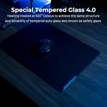 XVX Black Glass Mousepad 4.0, Hard Mouse Pad for Gaming, Ultra-Smooth Micro-Etched Surface Mouse Mat with Non-Slip Rubber Base(410mm*310mm) - color: Black