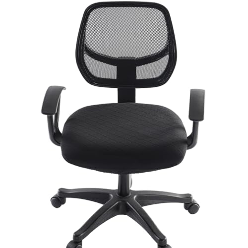 Stretch Jacquard Office Chair Cover, Removable Washable Desk Chair Cover, Anti-dust Seat Cushion Protectors - Black - color: Black, size: Chair Seat Cover