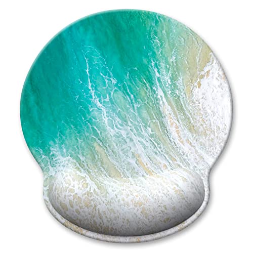 Ergonomic Mouse Pad with Wrist Support, Beach Style Memory Foam Wrist Rest Mouse Pads, Cute Computer Laptop Office Accessories Decor, Pain Relief Mousepad for Gaming Work Men Women, Green - color: Beach