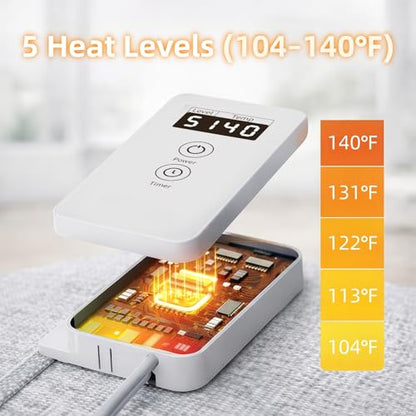 Under Desk Heater, 195W Energy-Saving Foot Warmer with Heating Pad for Feet, Electric Foot Warmer Under Desk 5 Heat Levels, 2 to 8H Timer Quiet Fanless Foot Heater for Office Home Dorm Chochoyah - color: Light Grey Cuboid