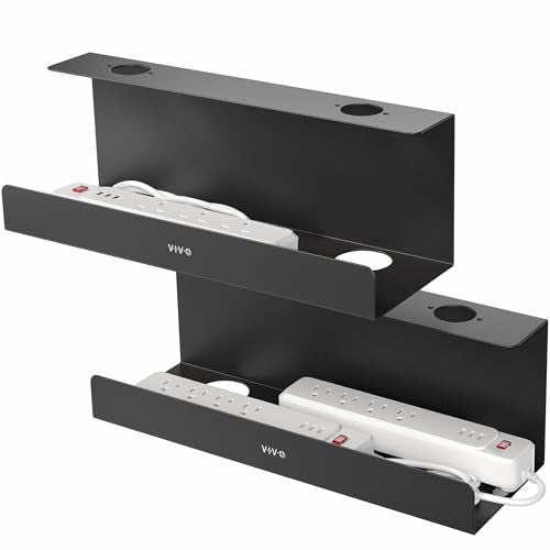 VIVO Under Desk 17 inch Extra Deep Cable Management Trays, Power Strip Holders, Cord Organizers, Wire Tamers for Office and Home, Black, 2 Pack, DESK-AC16-2C - color: Black, size: Extra Deep