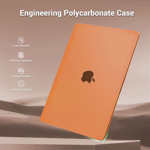 MOSISO Ultra-Thin & Seamlessly Closes Cover Compatible with MacBook Air 13 inch Case M5 M4 M3 M2 2026-2022 A3449 A3240 A3113 A2681, 2 in 1 Kit Anti-Fingerprints Shell for Mac Air 13.6, Cosmic Orange - color: Cosmic Orange